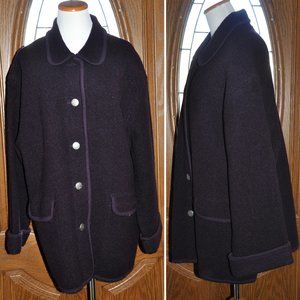 Talbots Petite Eggplant (Purple) 100% Wool Pea Coat Size L